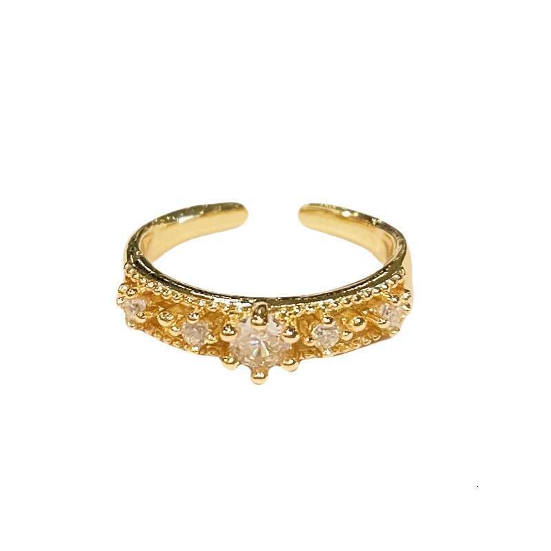 Vintage French Style Full Open Ring Fashion High-end Sense Elegant Niche Design Exquisite Inlaid Diamond Accessory for Women