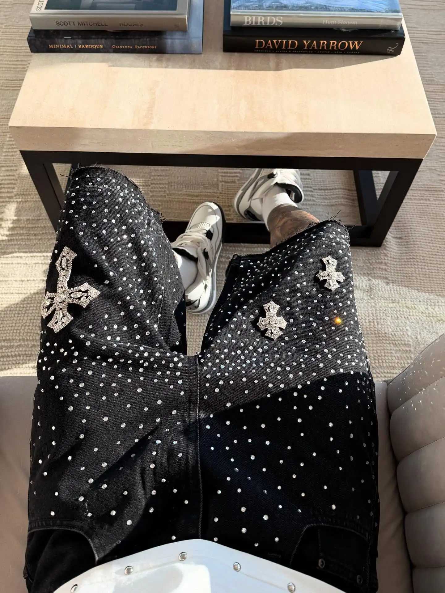 Gothic Rhinestone Cross Embroidery Viral Denim Jorts Y2K Vintage American Trend Gym Shorts Men Women Street Hip Hop Jean Short Y250814