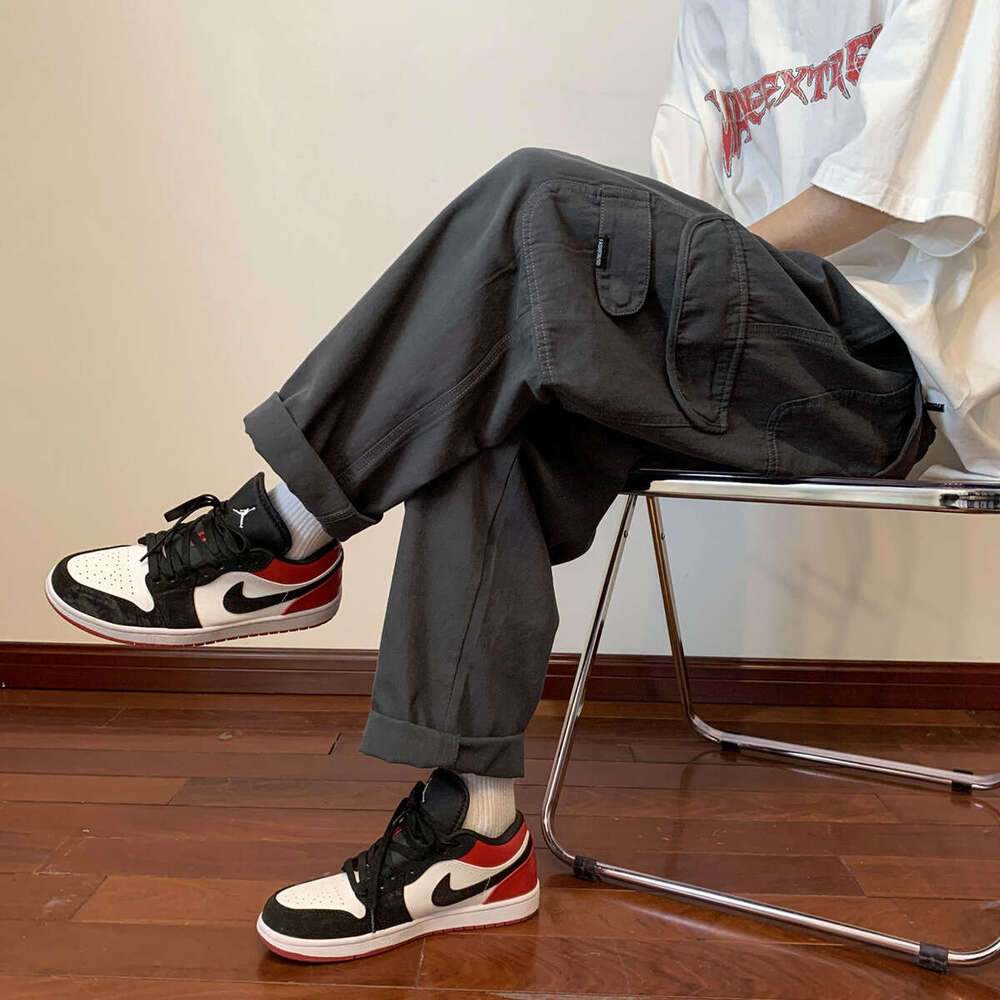 Army Green Cargo Men Summer Thin Straight Cityboy American Street Skateboard Pants B5