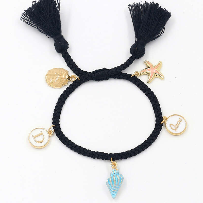New Beach Style Summer Cool Anklet Fashion Starfish Shell Pendant Woven Bracelet Hand and Foot Dual-use Accessory
