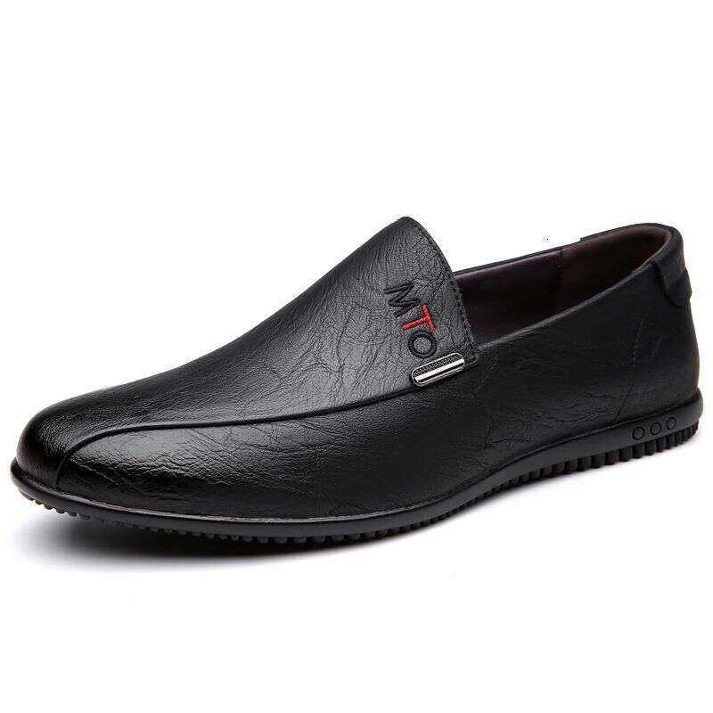 New men's casual bean non-slip breathable set foot soles soft surface slip-on leather shoes