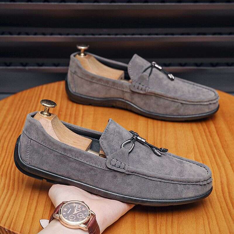 2025 Spring Autumn New Bean Business And Leisure Lefu Reverse Fleece Leather Shoes, One Step British Men's Shoes 72Ba