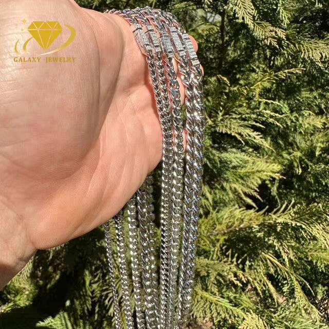 Wholesale 6mm-20mm With Moissanite Diamond Lock 925 Silver Plain Gold Cuban Link Chain Miami Cuban Link Chain Bracelet Necklace