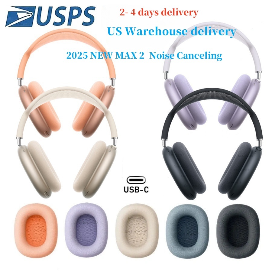 USA Stock For Apple airpods max 2 3 Headphone airpods pro max 3 Wireless Earphone maxes ANC Noise Canceling airpodspro Max 2 Headphones Metal Earmuffs Smart Case