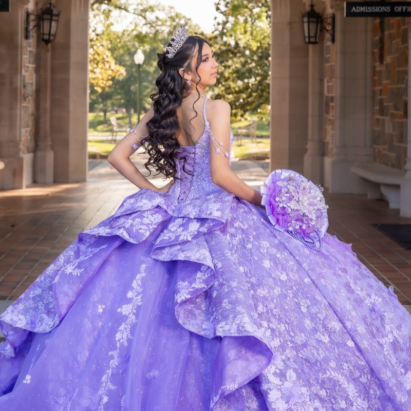 Lavender Shiny Quinceanera Dresses Spagheti Strap Sequin Applique Bow Beads Corset Tull Party Birthday Ball Gown Vestidos De 15 Anos Sweet 16 Dress