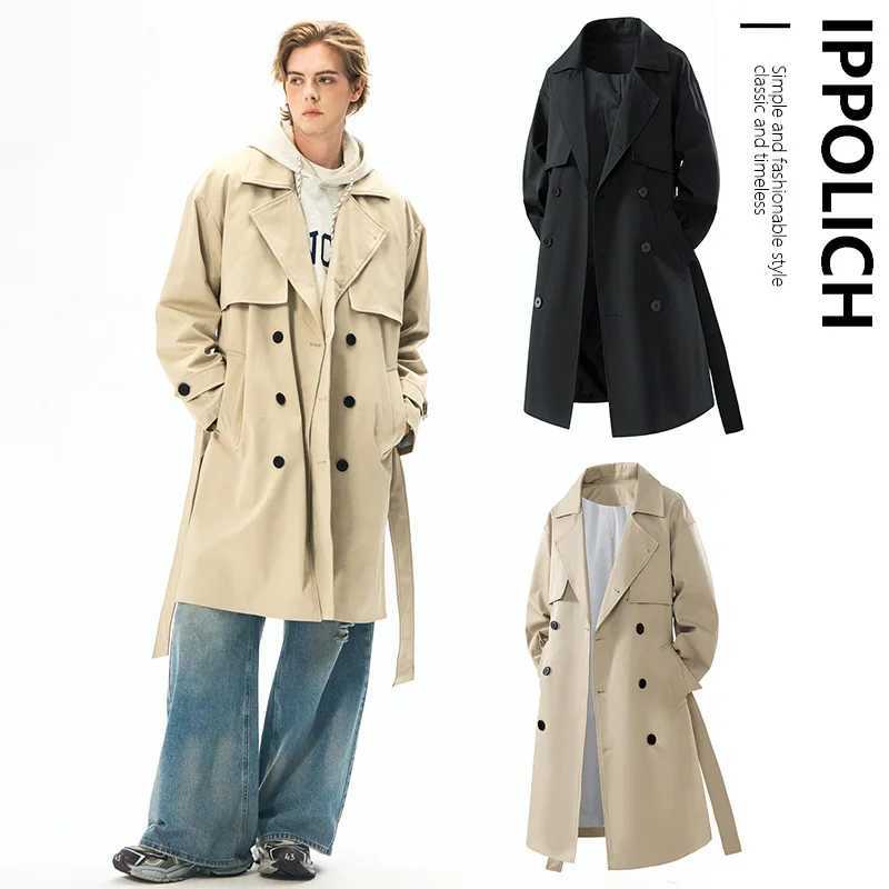 Mens Spring Jackets Mens Coats Trench Coat Male Streetwear Windbreaker Trenchcoat Men Solid Business Casual Loose Long Overcoat W250815