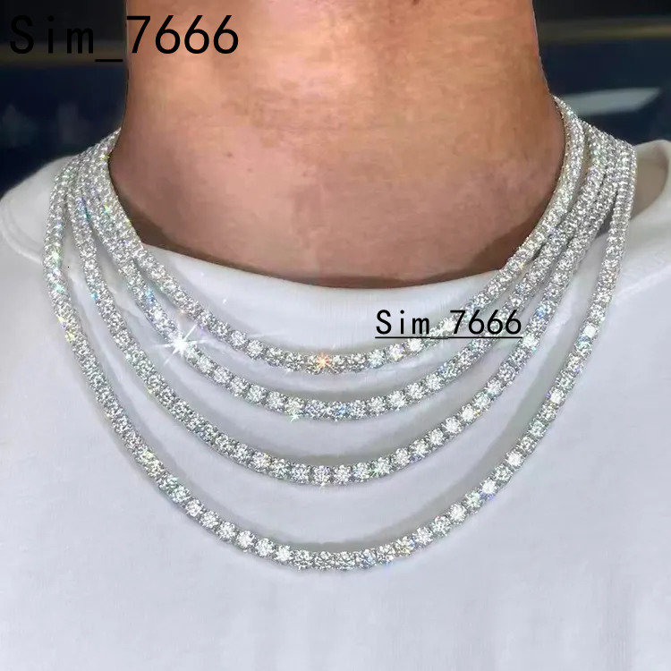 Wholesale Price 3MM 4MM 925 Sterling Silver Tennis Chain Fine Jewelry Necklace D Color VVS1 Diamond Moissanite for Women Men