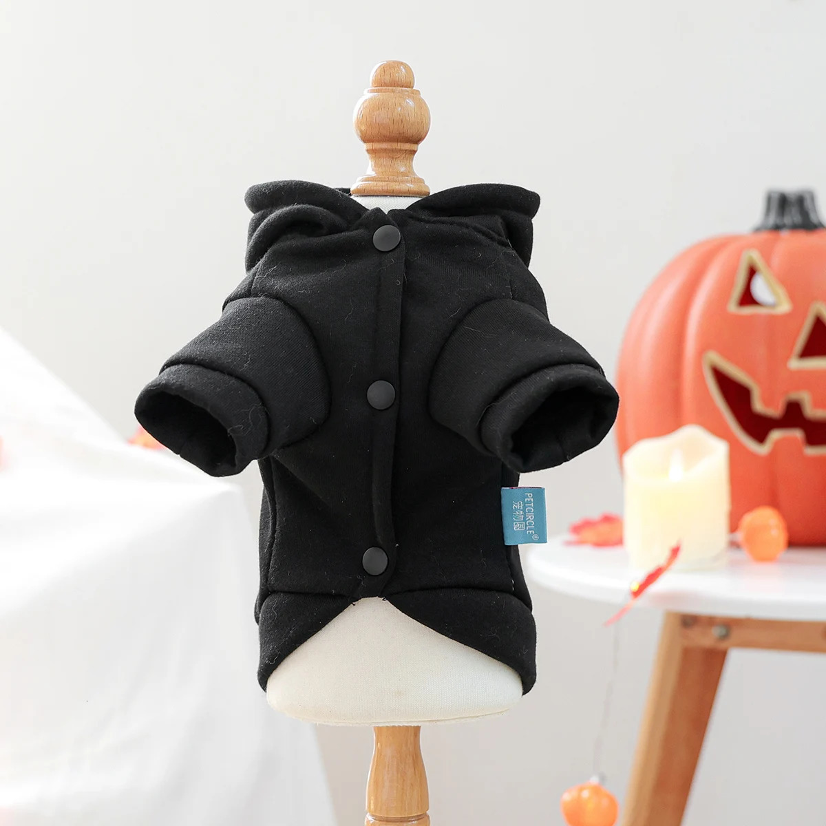 1PC Silver Skull Halloween Sweater Dog Black Hooded Sparkle Dark Series Little Demon Pet Funny Open Button Jacket 250814