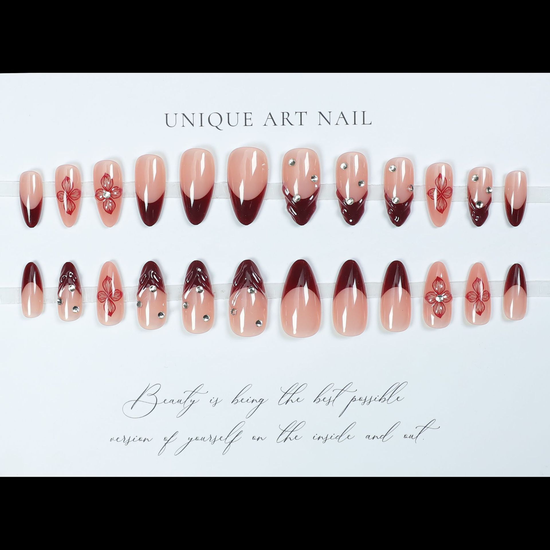 Gel Flower Art Hot Girl Ins Style French Fake Nail Tips Detachable