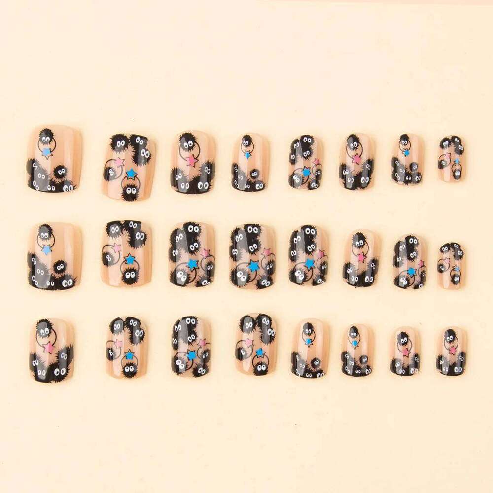 24Pcs Square Short Coverage Press On Halloween Funny Fake Cute Briquette Reusable False Nail Star Wear Nails X250816