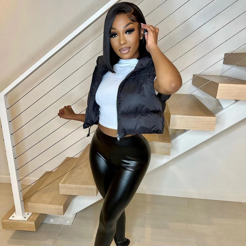 Autumn And Winter Womens Short Cotton Down Vest Standup Collar Warm Sleeveless Quilted Outdoor Travel Jacket Tops 250815