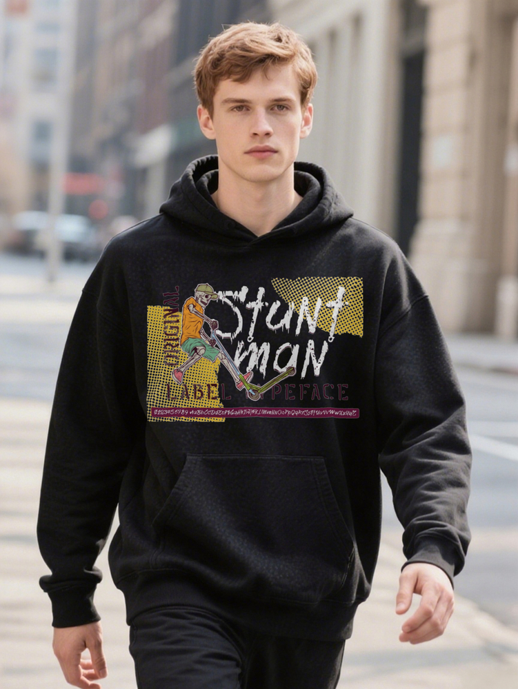 Men s Casual Hoodie Graphic SUN Man Original Label Print Lightweight gsm Regular Fit