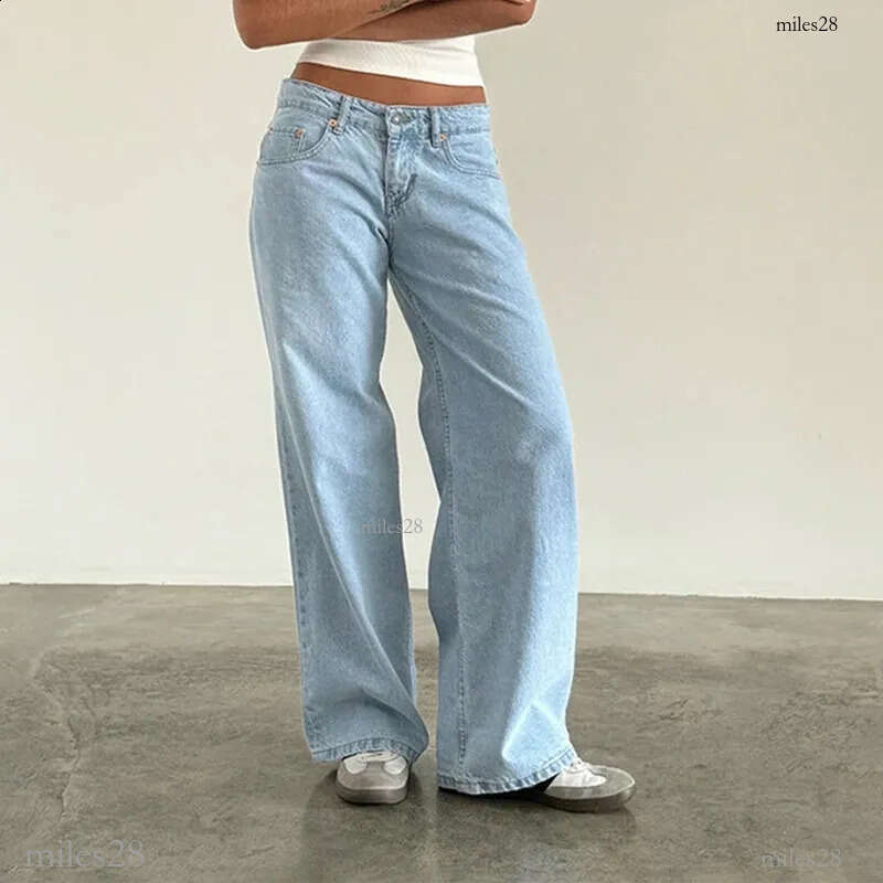 Women Y2K Aesthetic Low Rise Baggy Jeans Loose Fit Boyfriend Straight Wide Leg Jeans Trendy Stretch Long Denim Pants Trousers 240921