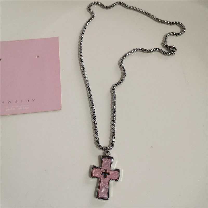Gothic Y2K Pink Cross Heart Pendant Chain Choker Necklace for Women Egirl Hip Hop Punk Charms Aesthetic Jewelry EMO Accessories W250816