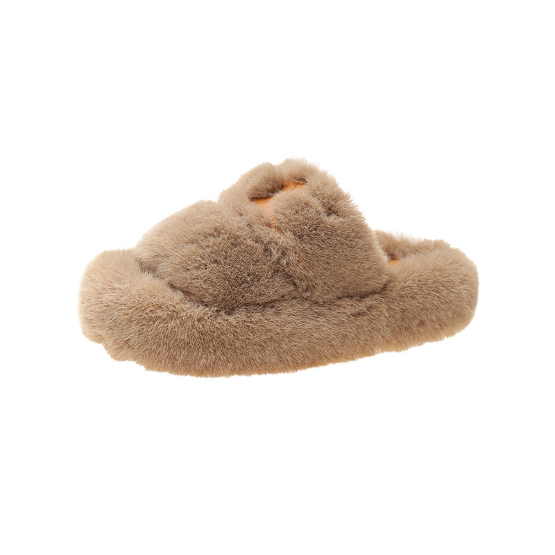 2025 new hot free shipping designer slippers for womens flat slippers black white khaki New autumn and winter fashionable home plush slippers