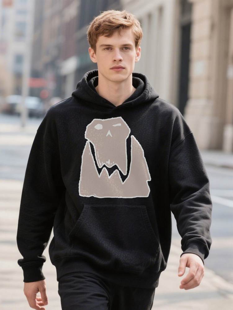 Men S Casual Crew Knit Fabric Regular Hoodie Fit With Skull And Crossbones Graphic For