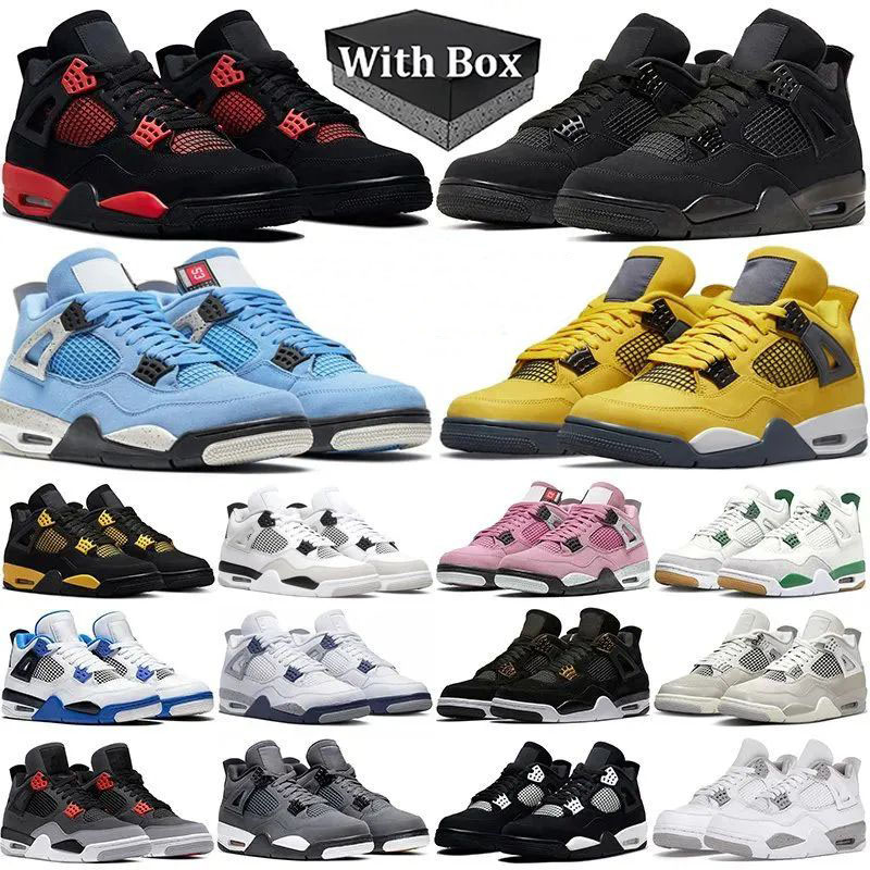 Designer Sneakers Basketball Shoes 4 Black Cat For Men Women 4s White Oreo Red Thunder Cement Unc Mens Trainers Fashion Outdoors Sneakers Sports Shoes With box