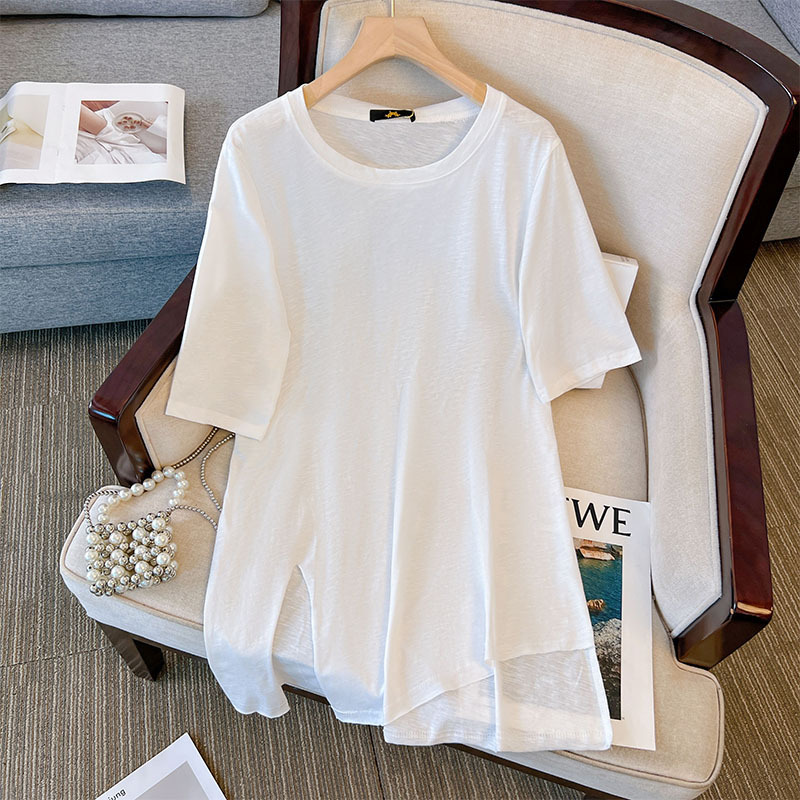 K2109 Transformation Strategy 120-350 catties plus size women's clothing 2024 summer new T-shirt short-sleeved top loose mid-length