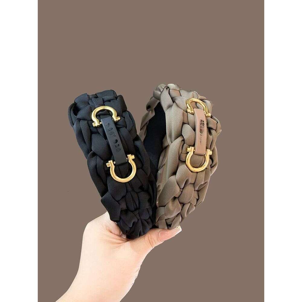 headband French Style High-End Wide Headband for Women 2025 New Braided Hairband Exquisite High-Fashion Face-Slimming Hair Clip