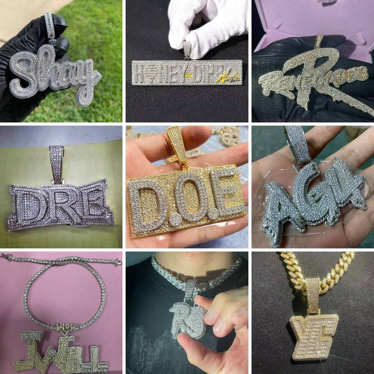 2025 New Style Custom Vvs Baguette Moissanite Pendant 925 Sterling Silver Mens Iced Out Hip Hop Letter Charm Rapper Je