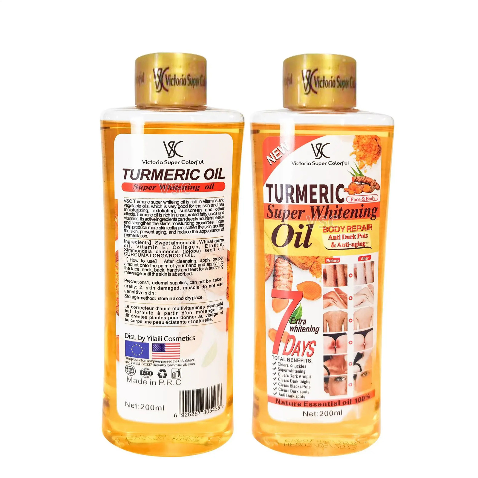 200ML Turmeric Face Essential Oil Body Massage oil izing Diffuser Aroma Smoothing Body Face Skin Care 250812