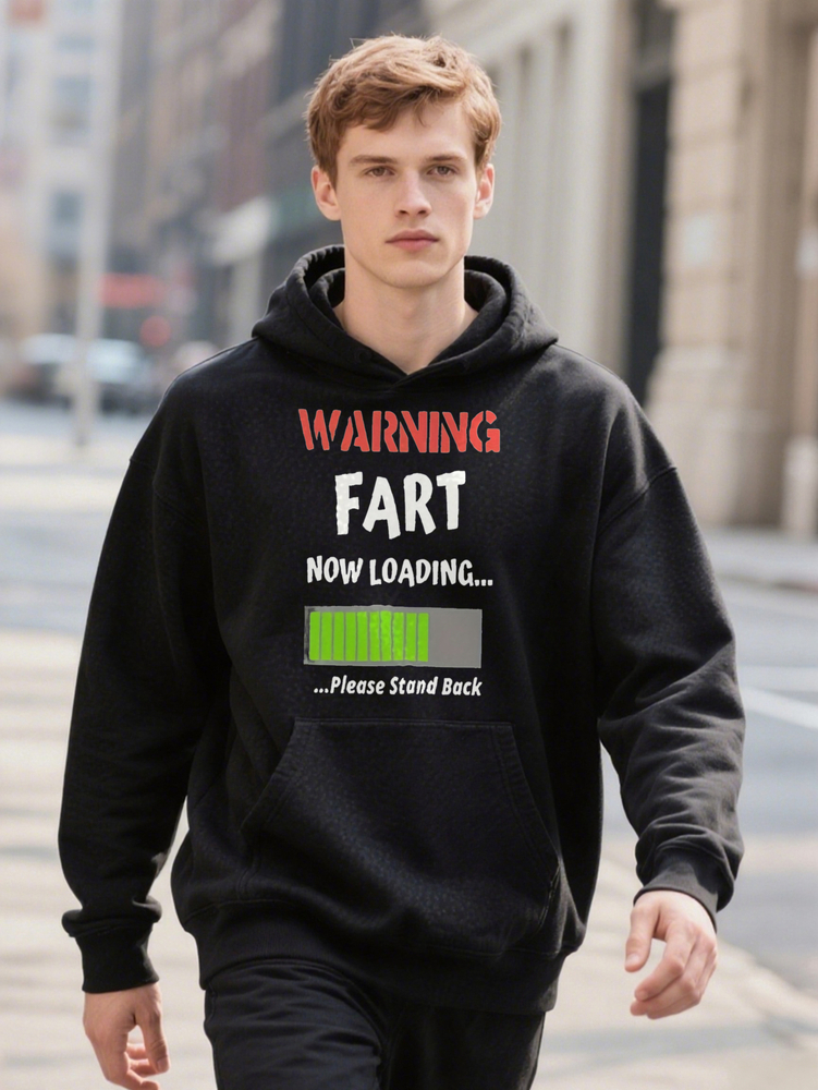 Men s Humorous Loading Letter Hoodie Print Casual Comfortable All Season Crew Easy Care Durable