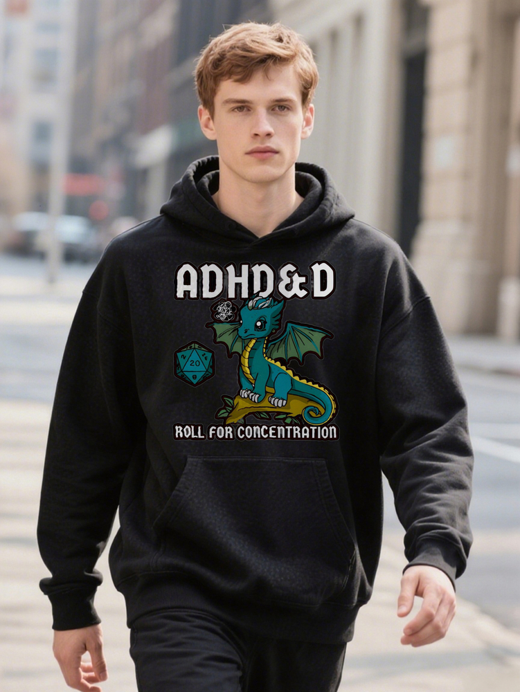 Rock Band Graphic Black Casual with Hoodie ADHD ROLL CONCENRAION Design Featuring AC DC SLIPOKO b3db8 b7b56