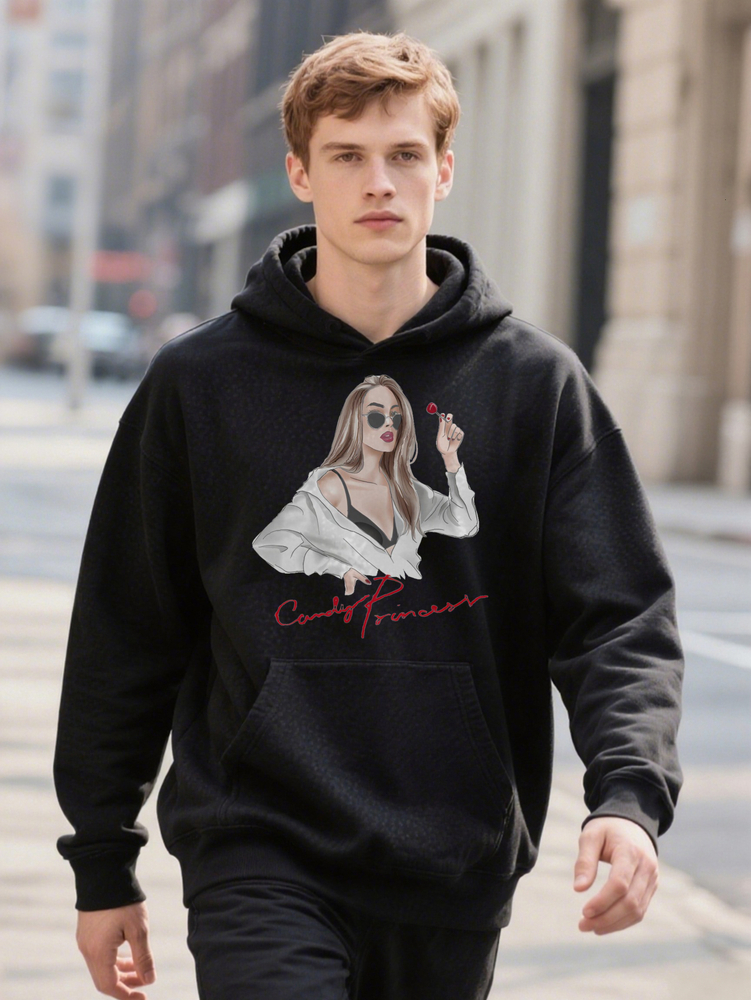 Men Hoodie S Casual Crew Slight Stretch Regular Fit Knit Fabric Gm D Print c5161 7d381