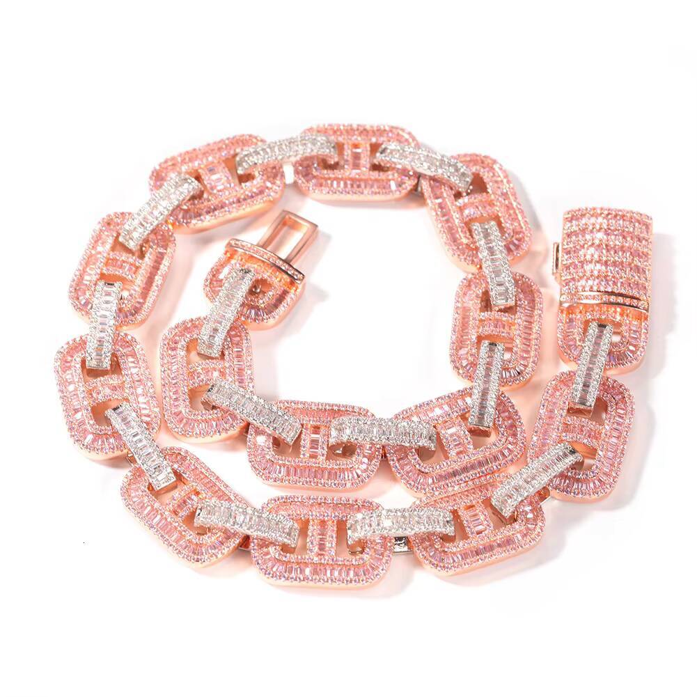 2021 Unique Design Hollow Rectangle Gold Silver Rose Gold 15mm Men baguette Cuban Link Chain Hip Hop Style Box Clasp Miami Cuban