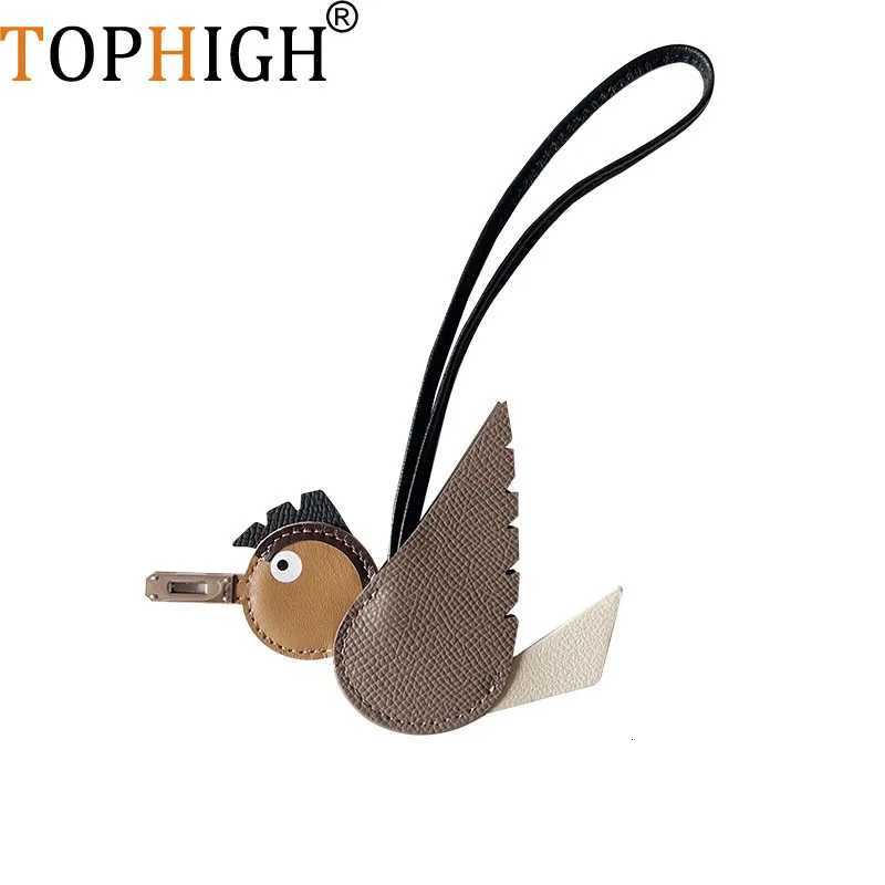 TOPHIGH Flying Bird Pendant For Wen Bag Cowhide Leather New Cartoon Designer Luxury Bags Keychain Newly Car hanging Charms S250816
