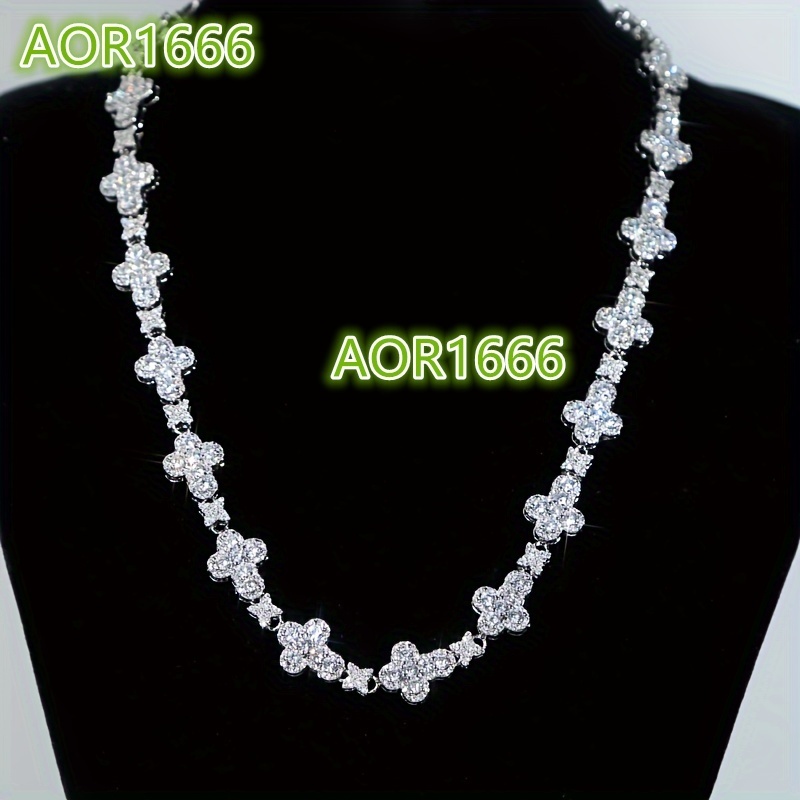 American cross tennis necklace birthday Christmas gift 14K white gold diamond men's and women's diamond necklace