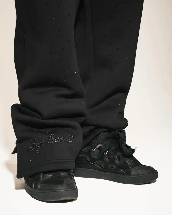 Harajuku Versatile Clothes for Men with Diamond ed Pattern Y2k Two Piece Set Hoodie Sports Pants Tracksuit 250815