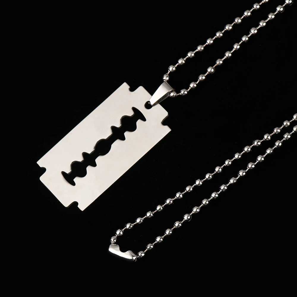 Stainless Steel Razor Blades Pendant Necklaces Men Jewelry Steel Male Shaver Shaped Necklace W250816
