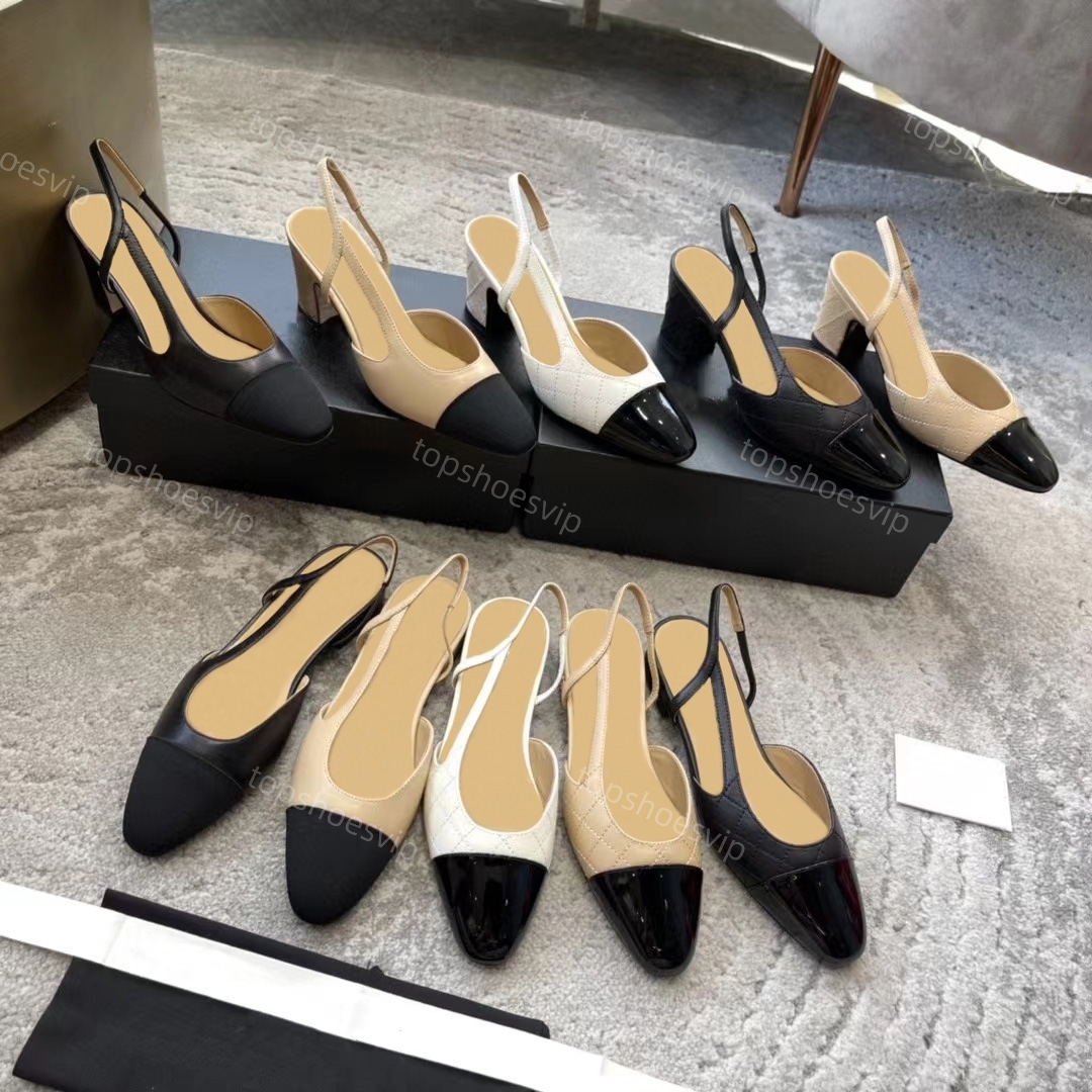 slingback heels designer heels women slingback flats designer sandals luxury heels sheepskin high heels black pumps dress shoes leather sole top quality EU34-42