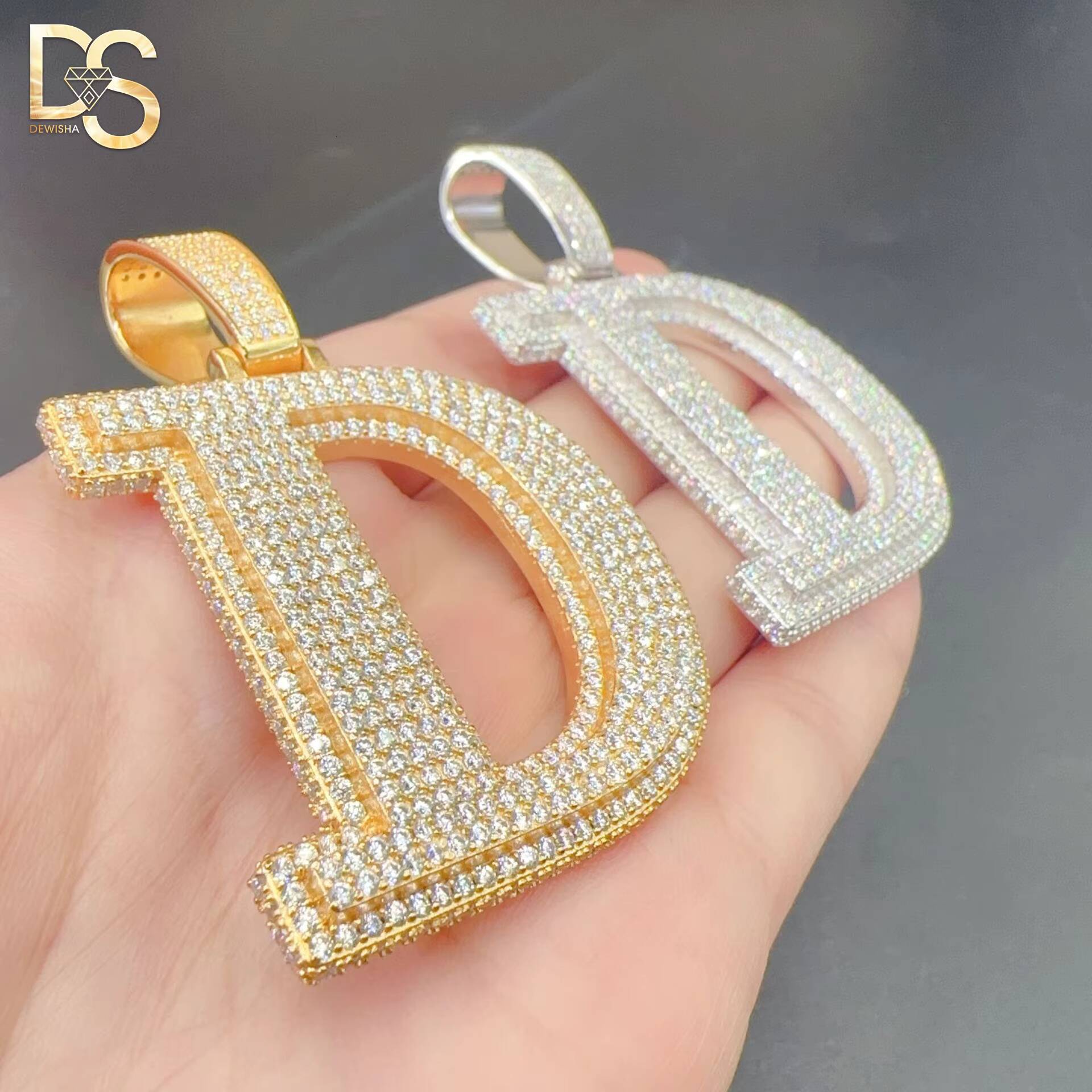 Custom High Quality Iced Out VVS Moissanite Diamond 14k Gold Plated Silver 925 Initial Hip Hop Letter D Pendant