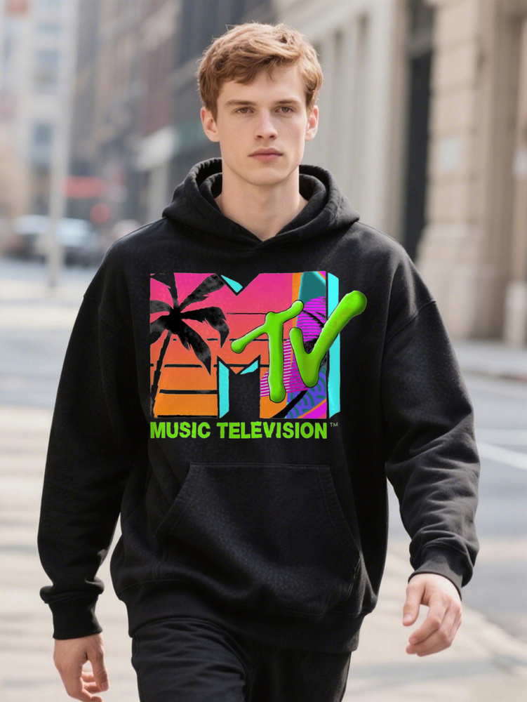 MV With Retro Hoodie Palms In Paradise Cotton Fun Design DIY Men S Soft Breathable Comfortable Casual Sports