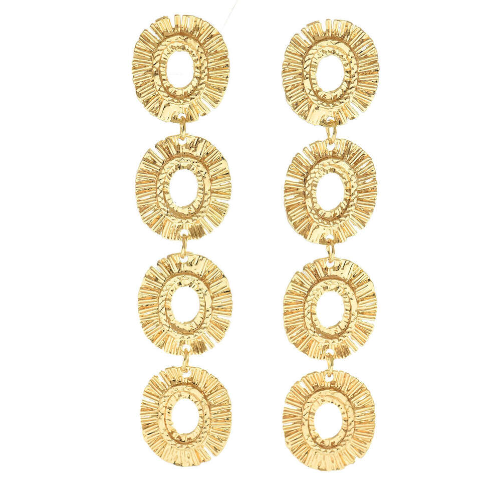 Exaggerated Metal Personality Round Pendant Hollow Niche High-end Sense Women's Stud Earrings