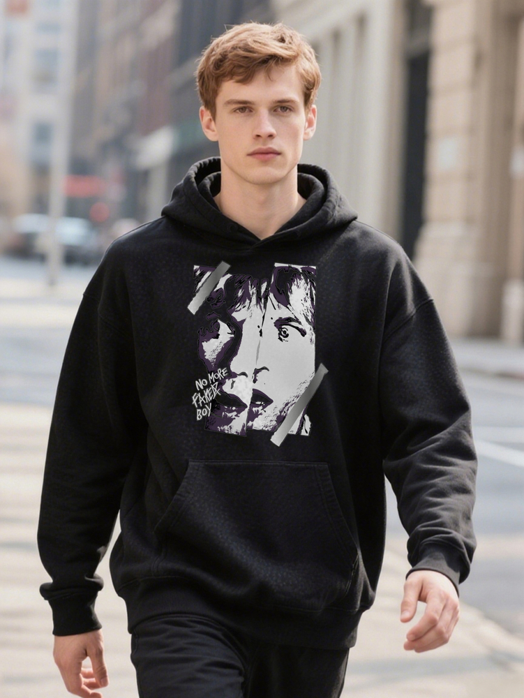 Men s No More Fun Black Graphic ee Vintage Inspired Hoodie Dark Humor Portrait Print Casual