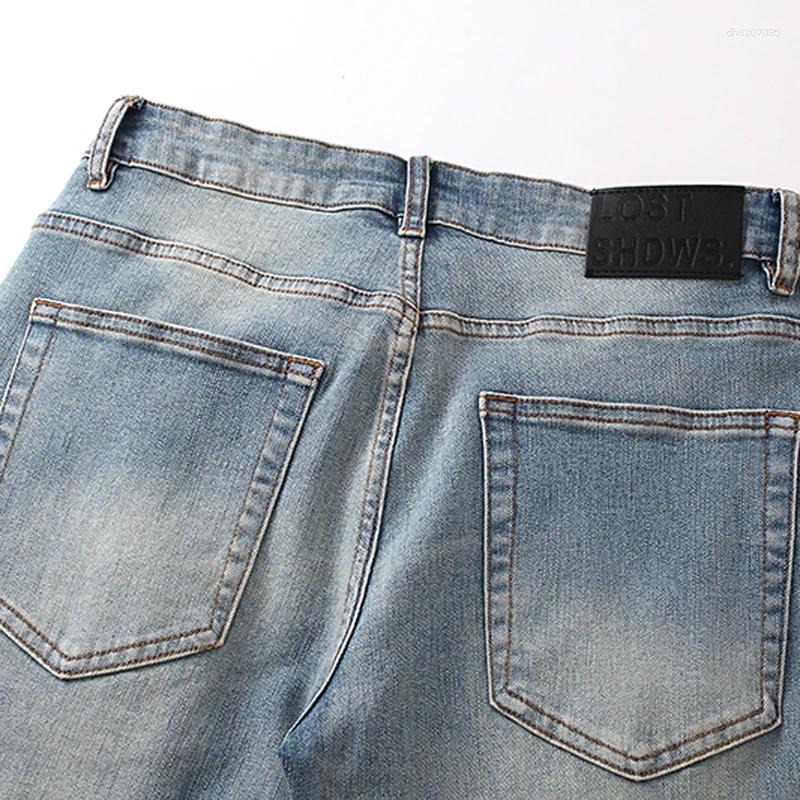 Men's Jeans Fall LOST SHDWS Fashion All-match Men Women Micro Flared Stretch Color Embroidery Flower Logo Lostshdws Trousers