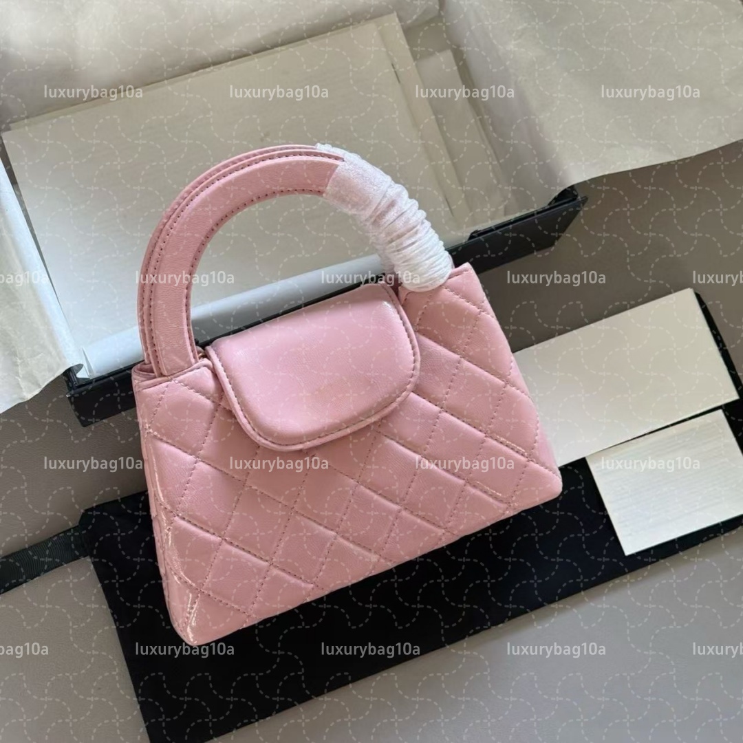 23K Luxury Bag Diamond Quilted Shoulder Bag Oil Wax Leather Top Handle Purse Gold Hardware Chain Strap Designer Crossbody Bag Mini Tote Handbags 20cm
