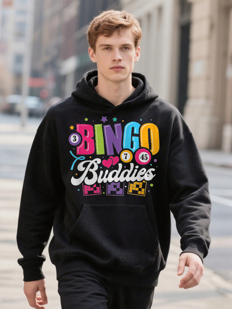 Bingo Buddies Fun Hoodie Graphic For Men Women Youngsters Plus Size L XL Cotton