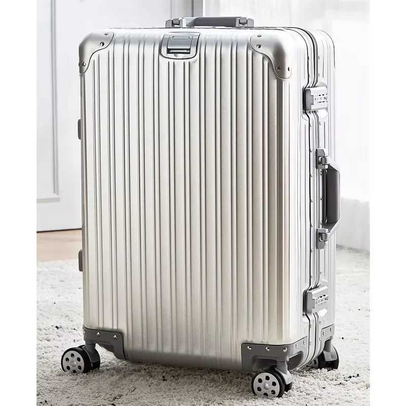 100% Aluminum Magnesium Alloy Suitcase Metal Rolling Luggage 20/28/30 inch Trolley Case Carry-on Cabin Suitcase Large Size L250815