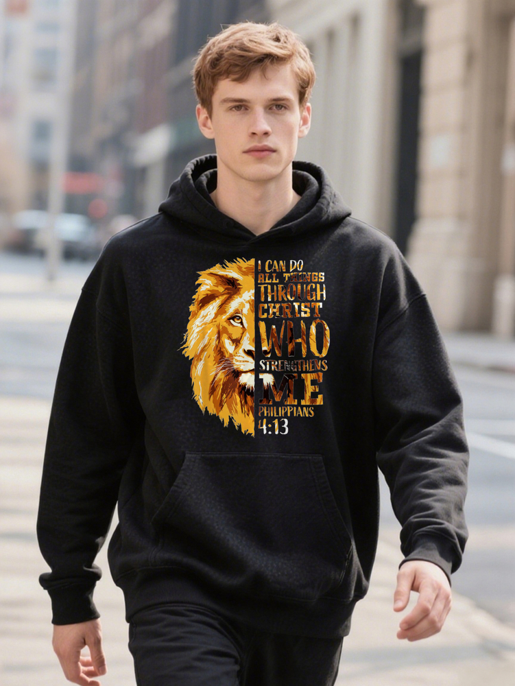 Philippians Inspirational Men S Casual Crew Hoodie Stretch Fabric Hine Washable Perfect For