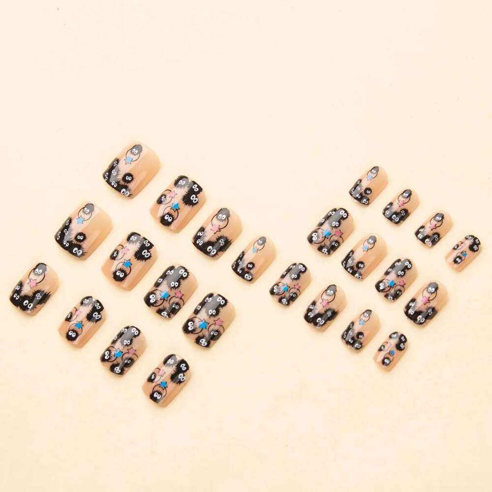 24Pcs Square Short Coverage Press On Halloween Funny Fake Cute Briquette Reusable False Nail Star Wear Nails X250816