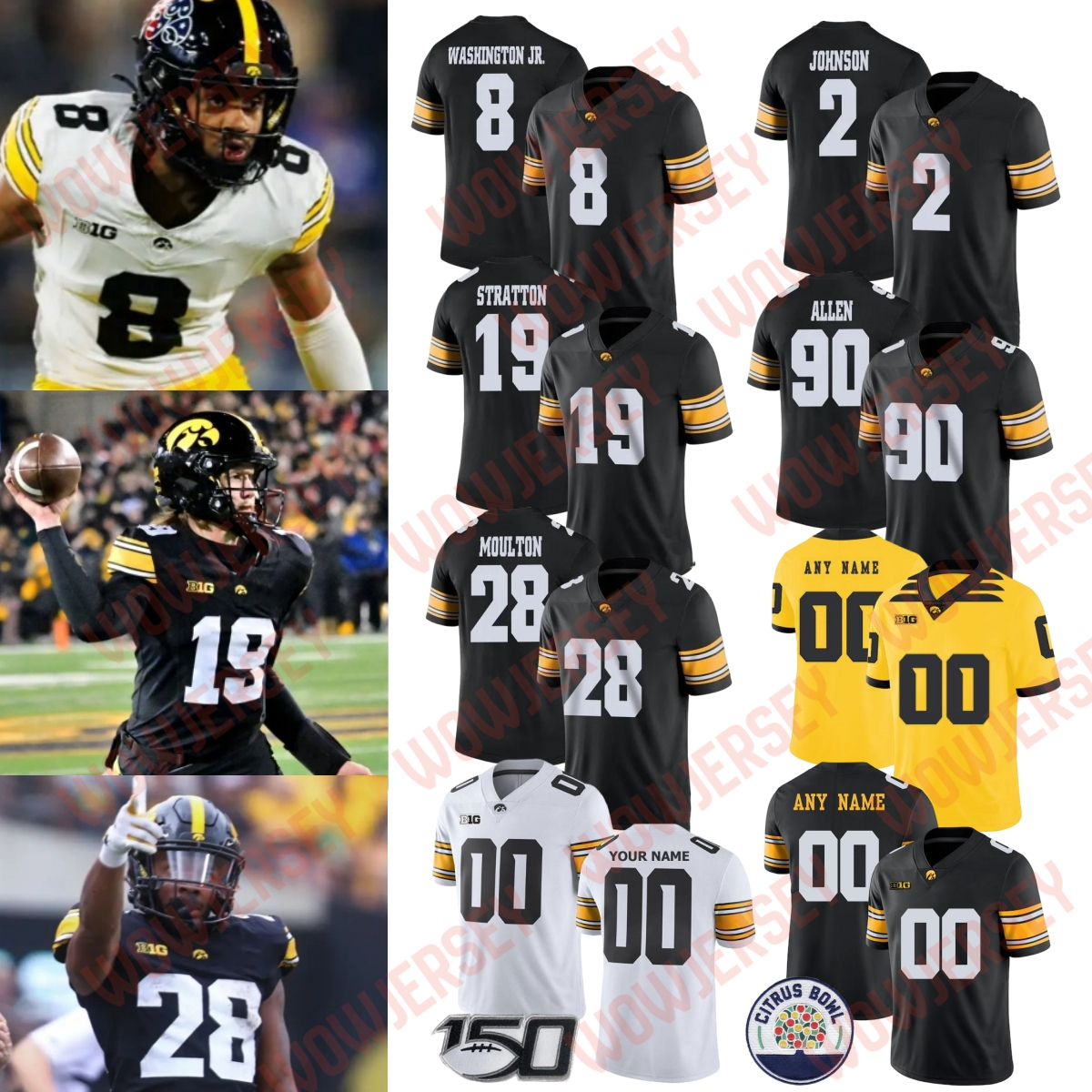 2025 Iowa Hawkeyes Jackson Stratton Football Jersey Kamari Moulton Brian Allen Kaden Wetjen Logan Jones Aaron Graves George Kittle Kaleb Johnson Drew Stevens
