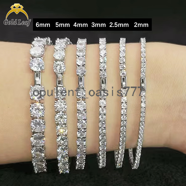 Stock Hip Hop Jewelry 925 Silver GRA Certified 2MM-6.50MM 6 Inches DVVS Moissanite Tennis Chain Bracelet for Men Women