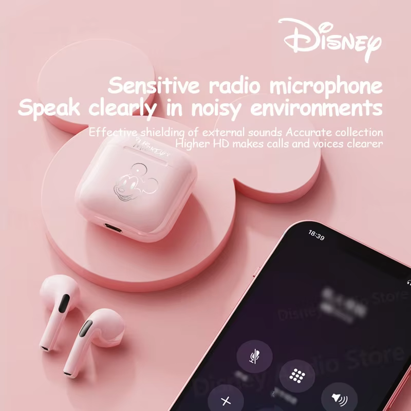 Disney Wireless Semi-In-Ear Bluetooth Headphones HIFI Sound High-Quality Music Earphones Smart Noise-Cancelling Sports Earbuds LF-918 Stitch