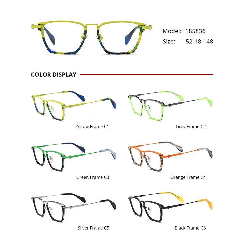 Color Spelling Men Sunglasses for Man Titanium Metal Magnifying Glasses With Prescription Acetate Fashion Square Women Lens Eye Y250815