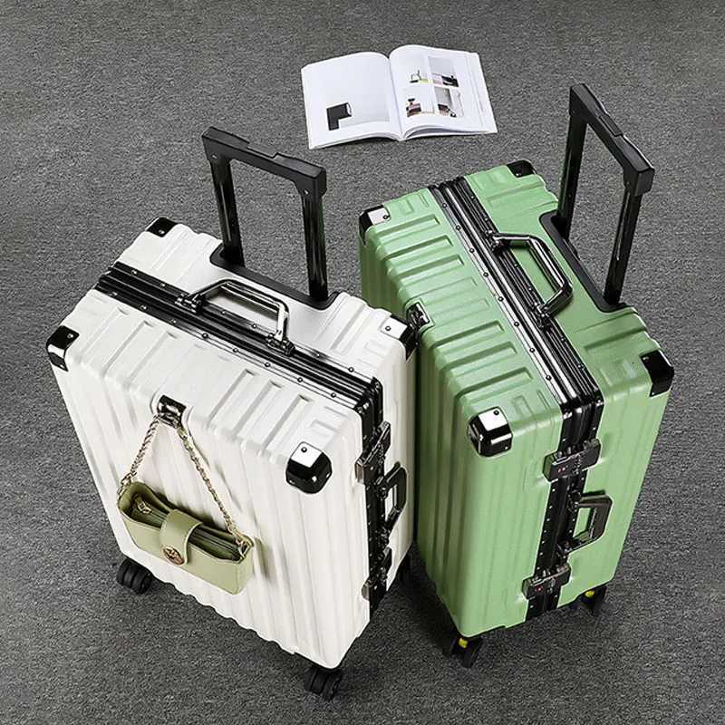 20 22 26 28 30 Inch New Leather Travel Suitcase Mute Rolling Lage Trolley Case Boarding Suitcases on Wheels TSA Password Lock
