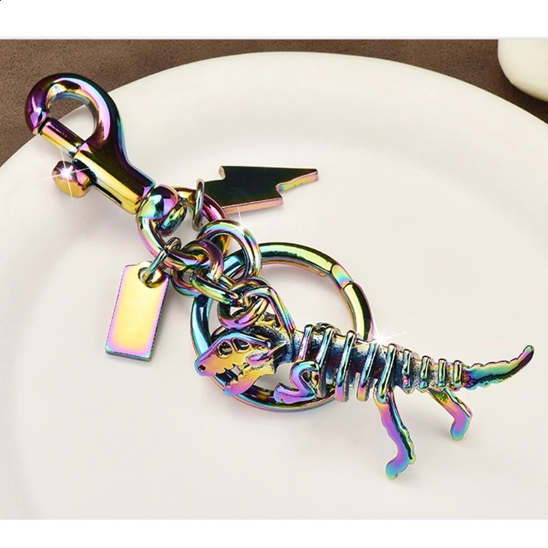 Colorful Alloy Dinosaur Bone Keyring Eye Catching Metal Keychain Accessory Fashionable Bag Charm Ornament for Students P9YF 250815